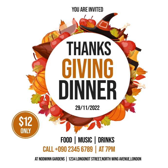 THANKSGIVING DINNER Template PosterMyWall thanksgiving-dinner-template-postermywall