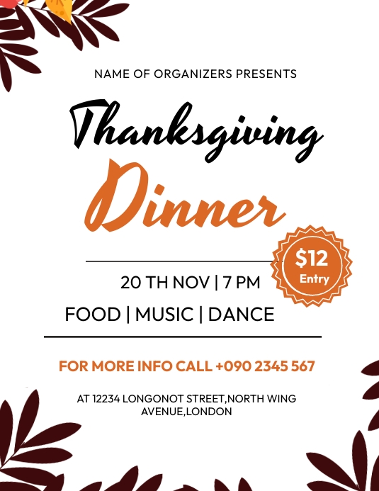 THANKSGIVING DINNER Template PosterMyWall thanksgiving-dinner-template-postermywall