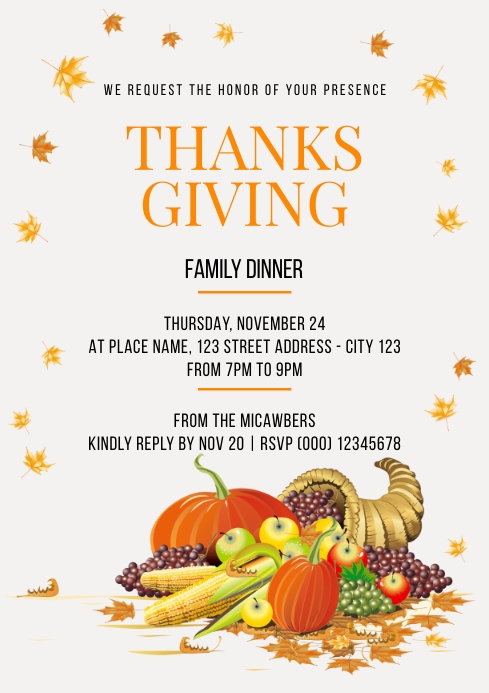 Thanksgiving Dinner Template PosterMyWall