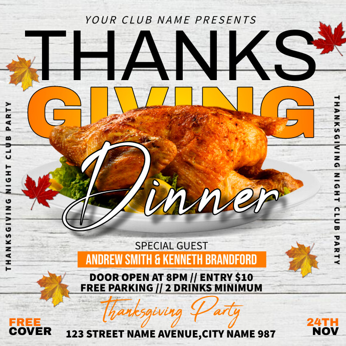 Post Design Dinner Thanksgiving Dinner Template | PosterMyWall