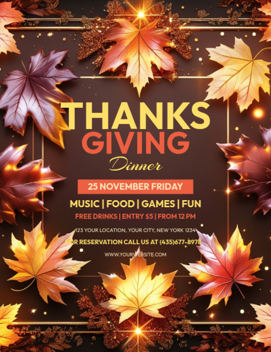 Thanksgiving dinner event invitation Template | PosterMyWall