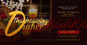 黑色 Thanksgiving Dinner Invitation Image partagée Facebook Template