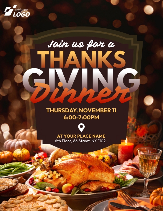 Thanksgiving Dinner Flyer Template PosterMyWall