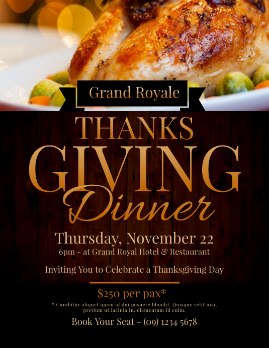 Thanksgiving Dinner Flyer Pamflet (VSA Brief) template