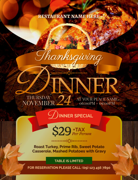 Thanksgiving Dinner Flyer Template PosterMyWall