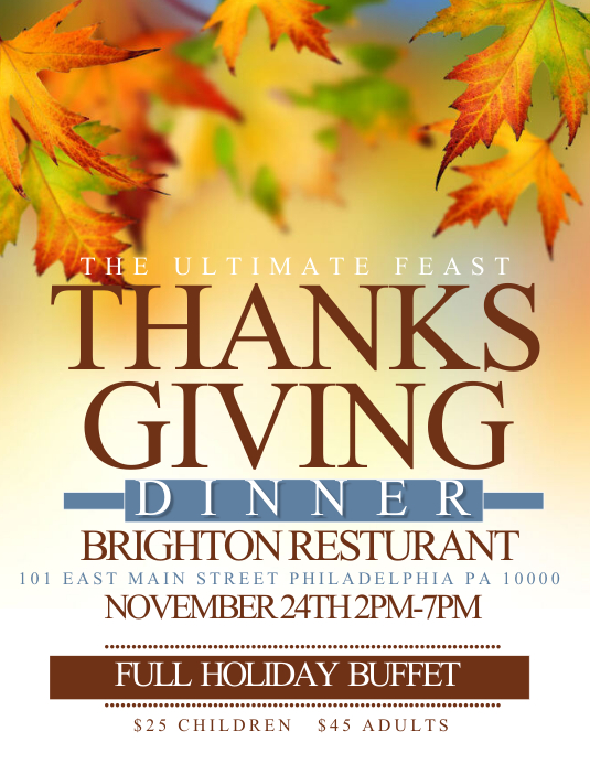 Thanksgiving Dinner Template PosterMyWall