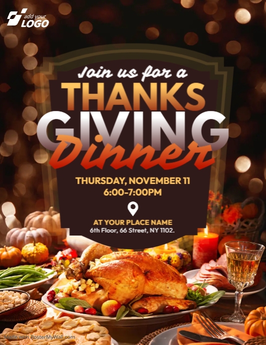 Thanksgiving Dinner Flyer Template PosterMyWall Thanksgiving Dinner Flyer Template PosterMyWall
