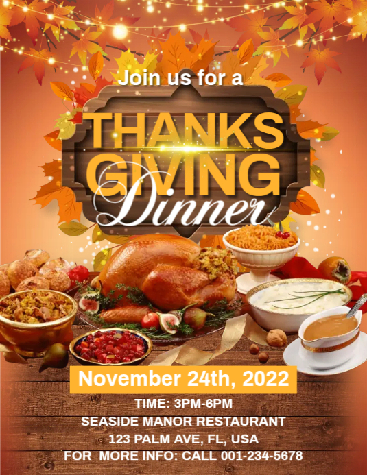 Thanksgiving Dinner Flyer Template PosterMyWall