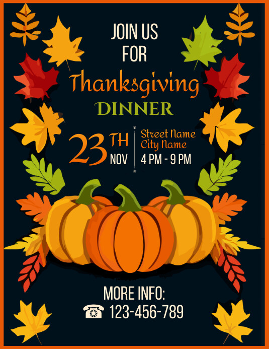 Thanksgiving Dinner Flyer Template Printable PosterMyWall Thanksgiving Dinner Flyer Template Printable PosterMyWall