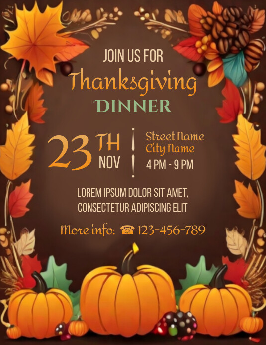 Thanksgiving Dinner Flyer Template Printable PosterMyWall Thanksgiving Dinner Flyer Template Printable PosterMyWall