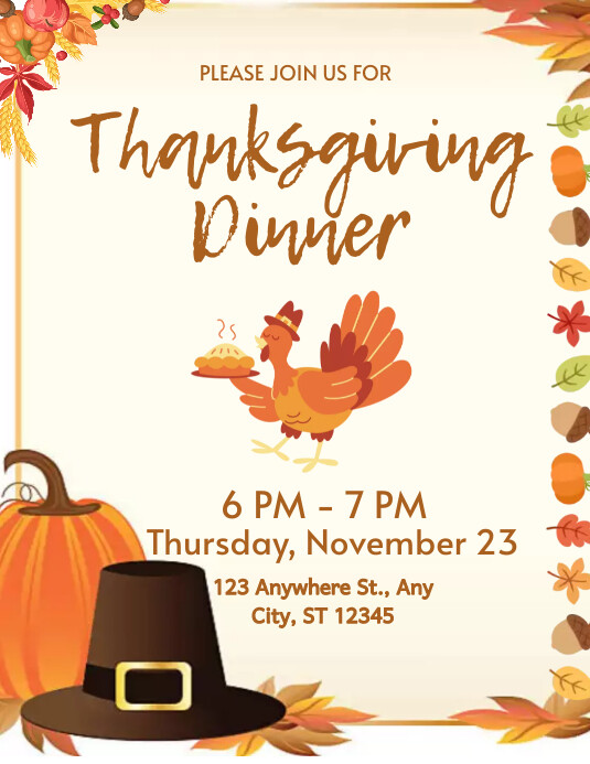 Thanksgiving Dinner Flyer template. PosterMyWall