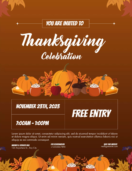 Thanksgiving Flyer.pdf Modèle THANKSGIVING DINNER FLYERS | PosterMyWall
