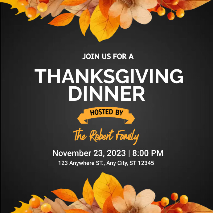 Post Design Dinner Thanksgiving Dinner Instagram post Template | PosterMyWall