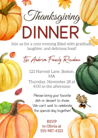 Thanksgiving Dinner Invitation, Let's Gather Invitation A6 template