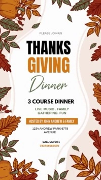 Thanksgiving dinner invitation Instagram Story template