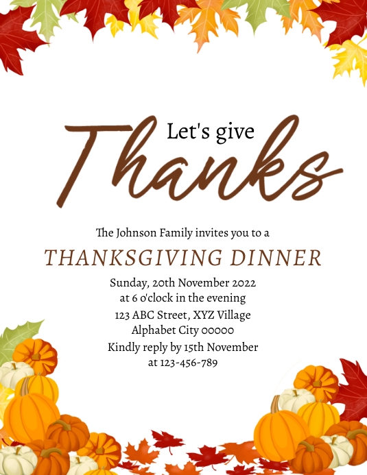 Thanksgiving Dinner Invitation Template PosterMyWall