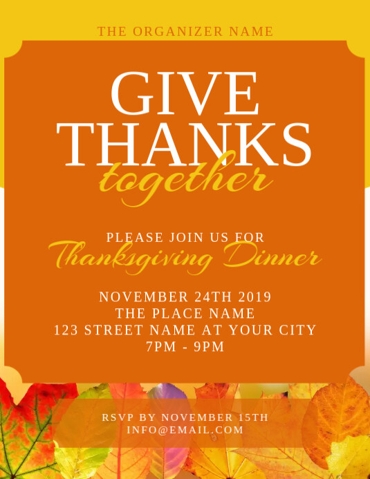 Copy Of Thanksgiving Dinner Invitation Postermywall