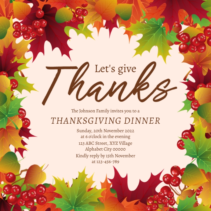 Thanksgiving Dinner Invitation Template PosterMyWall