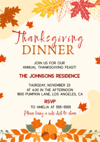 Thanksgiving Dinner Invitation flyer A4 template