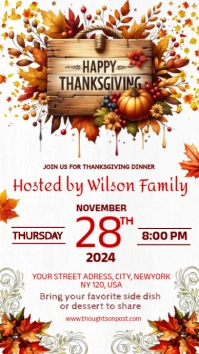 Thanksgiving Dinner Invitation Instagram Story. template