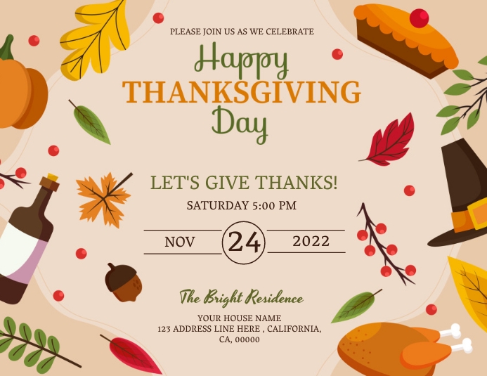 THANKSGIVING DINNER INVITE Flyer Template