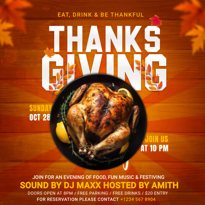 thanksgiving dinner invites Template PosterMyWall