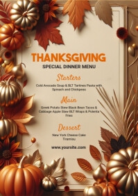 棕色 Thanksgiving Menu A4 Template