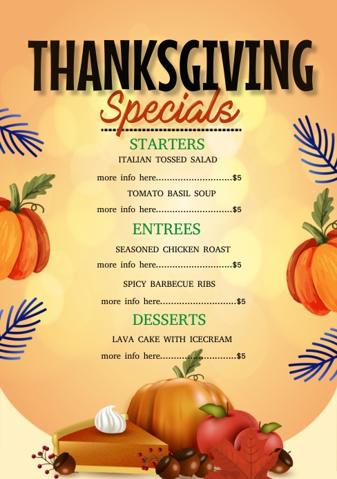Sample Thanksgiving Menu Templates