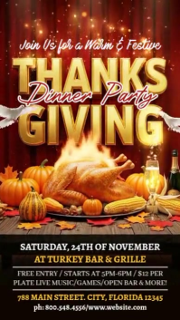 Rood Thanksgiving Dinner Party Instagram-verhaal Template