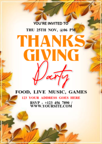 Thanksgiving Dinner Party A4 template