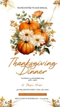 Thanksgiving Dinner Party event invitation template Instagram Story