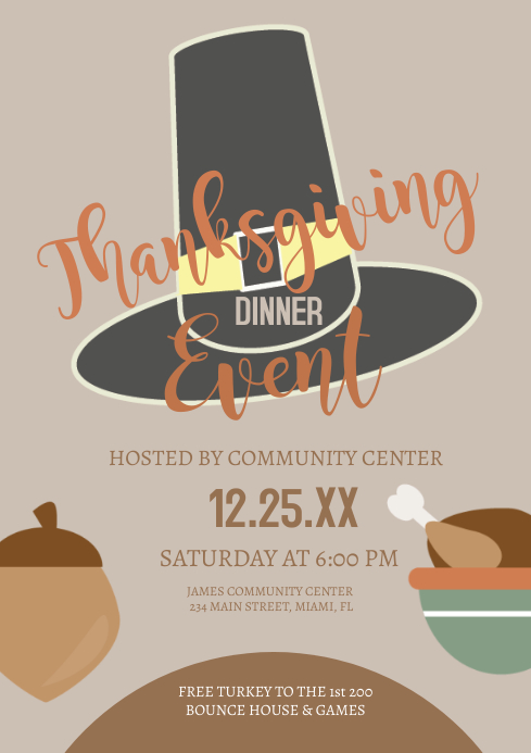 Thanksgiving Dinner Party Flyer A4 template