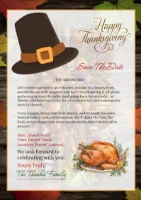 THANKSGIVING DINNER PARTY INVITATION A4 template