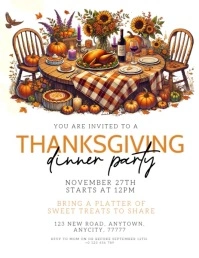 thanksgiving dinner party invitation template Flyer (US Letter)