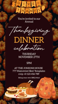 thanksgiving dinner party invitation template Instagram Story