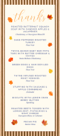 White Thanksgiving Dinner Menu Tarjeta de estantería Template
