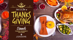 Brown Thanksgiving Dinner Invitation Twitter Post Template