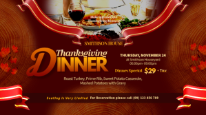 Red Thanksgiving Dinner Event Wpis na Twittera Template