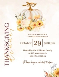 Thanksgiving dinner video invitation Flyer (US Letter) template