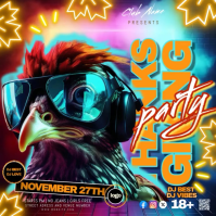 Thanksgiving DJ Party event Template Design Cuadrado (1:1)