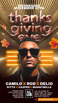 棕色 Thanksgiving Eve Party เรื่องราวบน Instagram Template