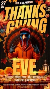 Zwart Thanksgiving Eve Party Digitale Vertoning Template