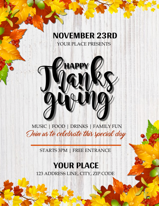 Thanksgiving Event Flyer Template PosterMyWall Thanksgiving Event Flyer Template PosterMyWall