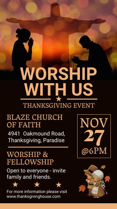 Thanksgiving event service flyer Template | PosterMyWall