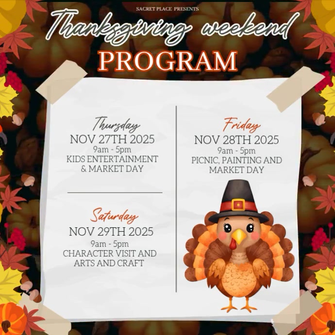 Thanksgiving Weekend Program Template | PosterMyWall