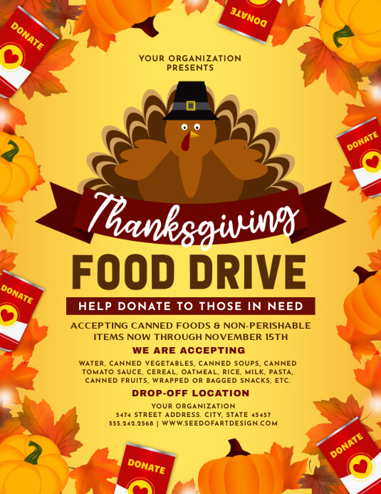 Thanksgiving Fall Food Drive Fundraiser | PosterMyWall
