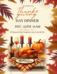 Thanksgiving family dinner event design Template Volante (Carta US)