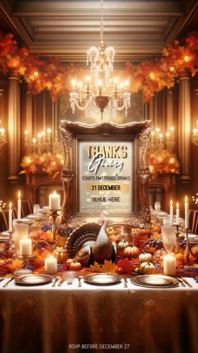 THANKSGIVING FAMILY DINNER INVITATION 2024 История на Instagram template