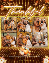 Thanksgiving Family Photo Collage Album Template Ulotka (US Letter)