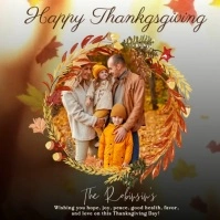 thanksgiving family photo message design template Square (1:1)